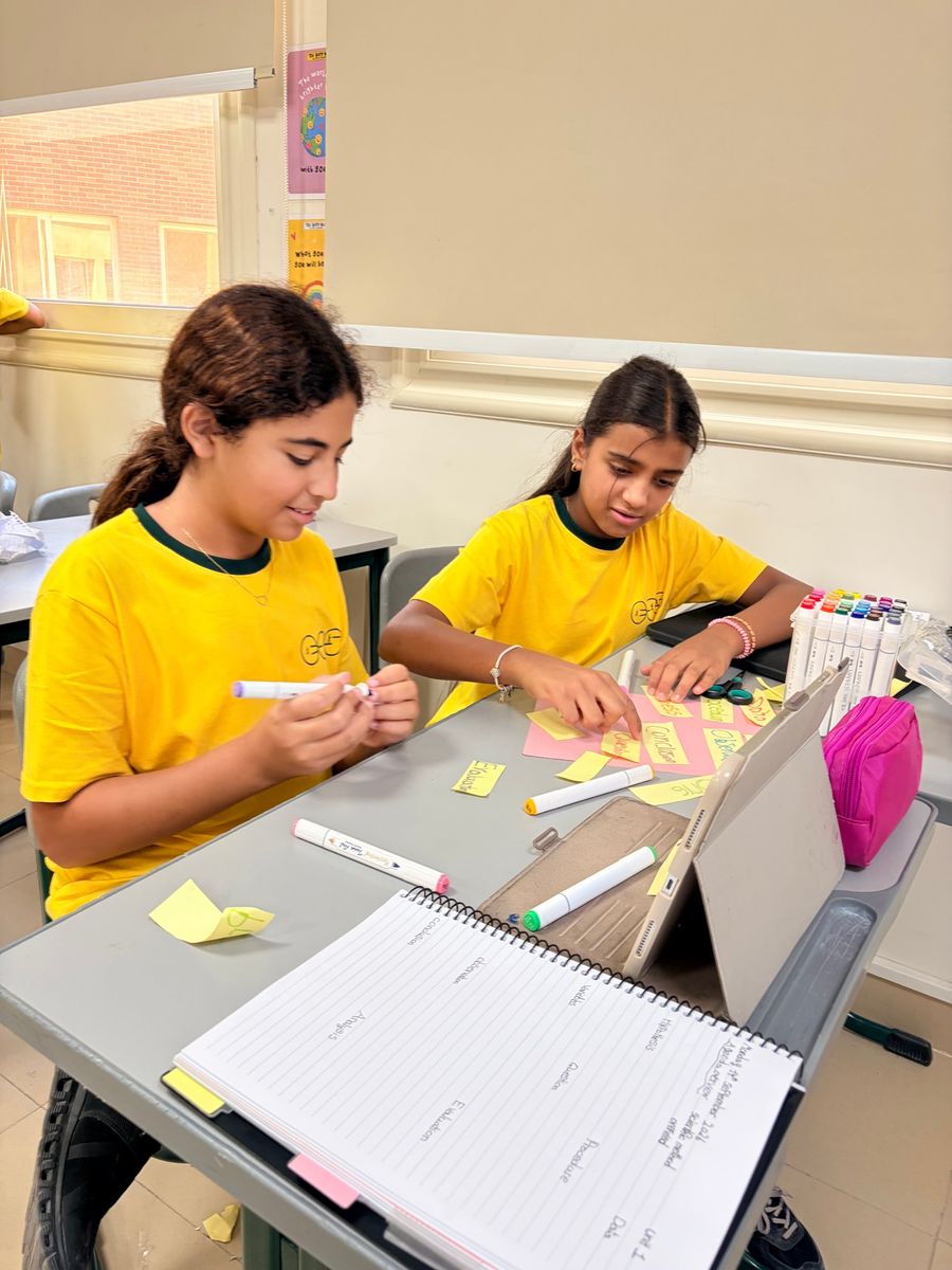 MYP students sorting the steps of the scientific method together